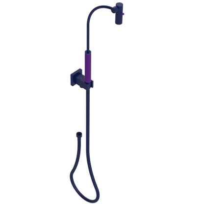 Rubinet Hand Held Shower Bidet with Extended Reach & Dual Function Spray Including Wall Bracket with Supply & Hose (Square) Midnight Blue