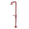 Rubinet Pressure Balance Outdoor Shower with Hand Held Shower & 10" Shower Head (with shelf) - 304 Stainless Steel Maroon