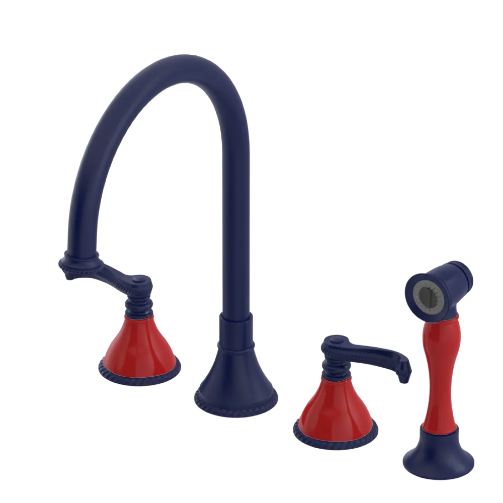 Rubinet Widespread Kitchen Set with Hand Spray Midnight Blue