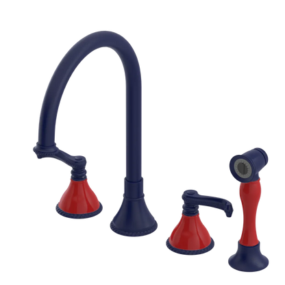 Rubinet Widespread Kitchen Set with Hand Spray Midnight Blue