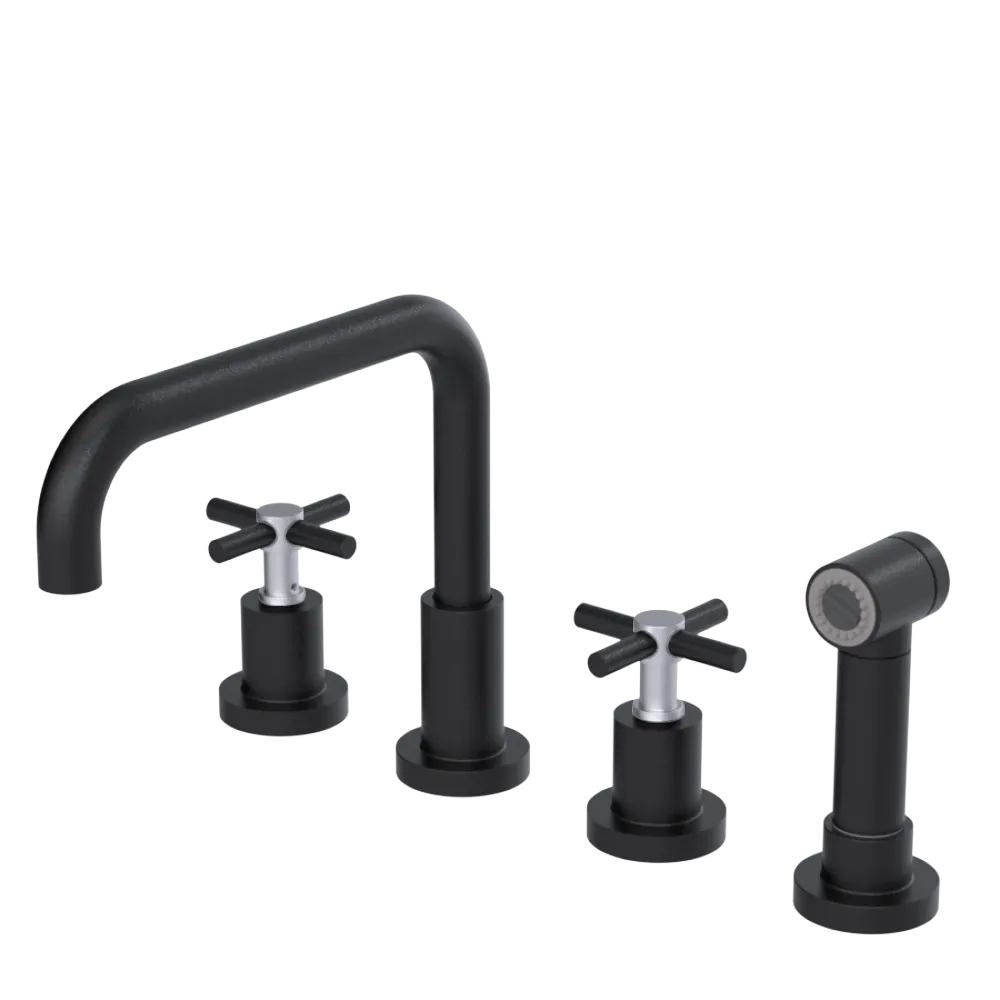 Rubinet Widespread Kitchen Set with Hand Spray Matt Black
