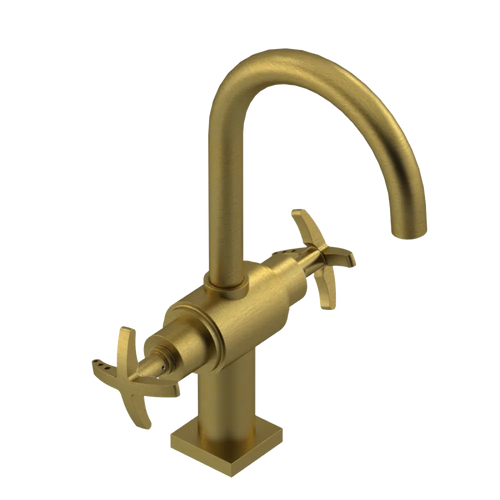Rubinet Single Hole Dual Handle Lav. Set. (less drain) Antique Brass Matt
