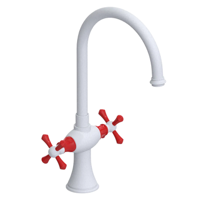 Rubinet Two Handle Single Hole Kitchen Set Matt White