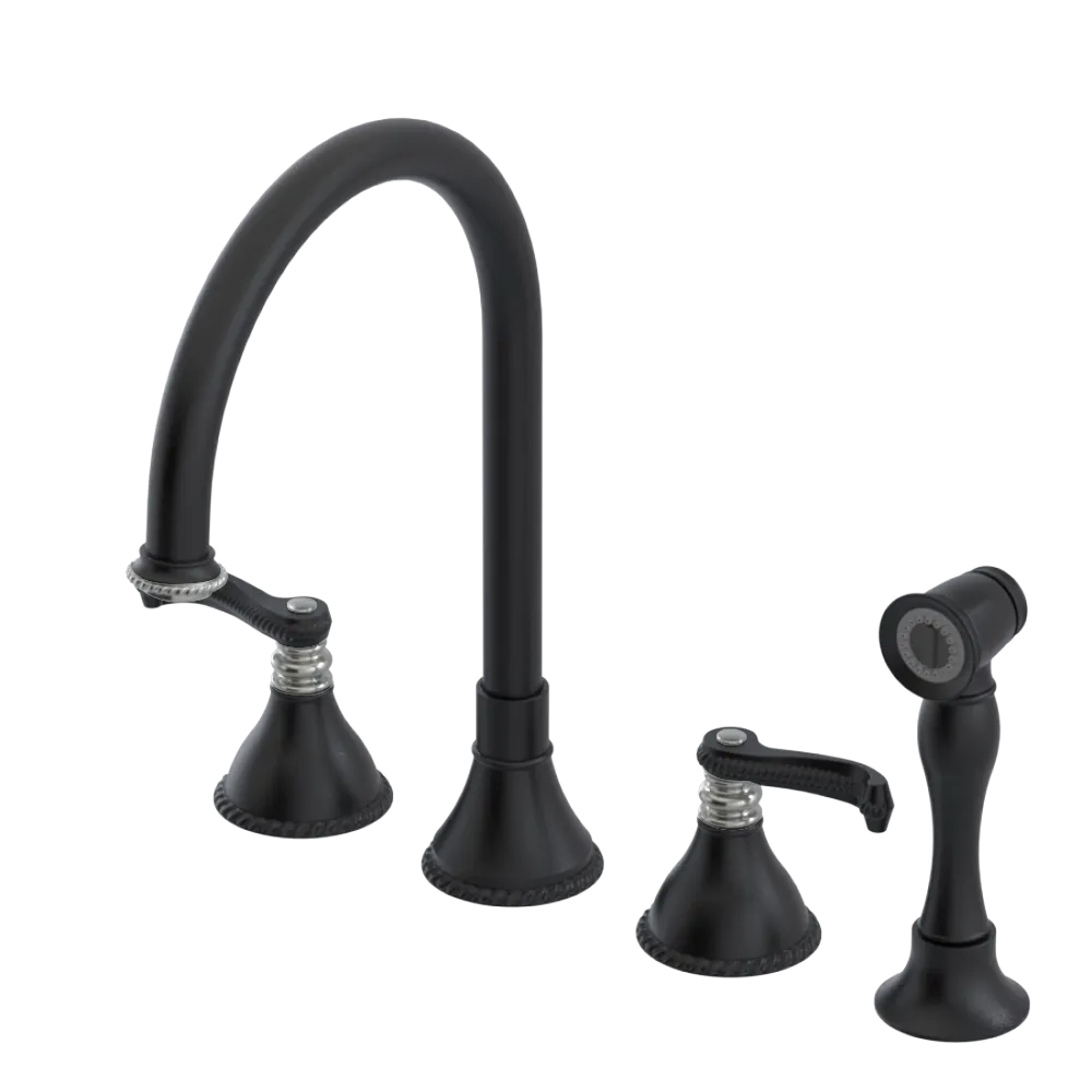 Rubinet Widespread Kitchen Set with Hand Spray Matt Black