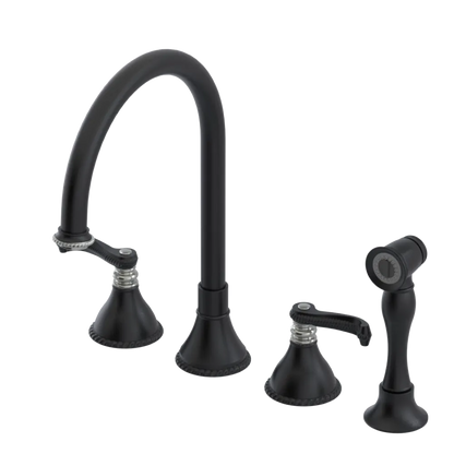 Rubinet Widespread Kitchen Set with Hand Spray Matt Black