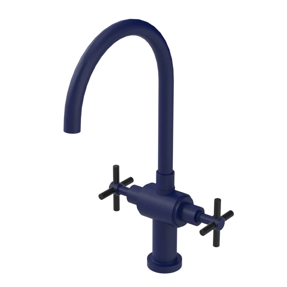 Rubinet Two Handle Single Hole Kitchen Set with LaSalle Spout Midnight Blue