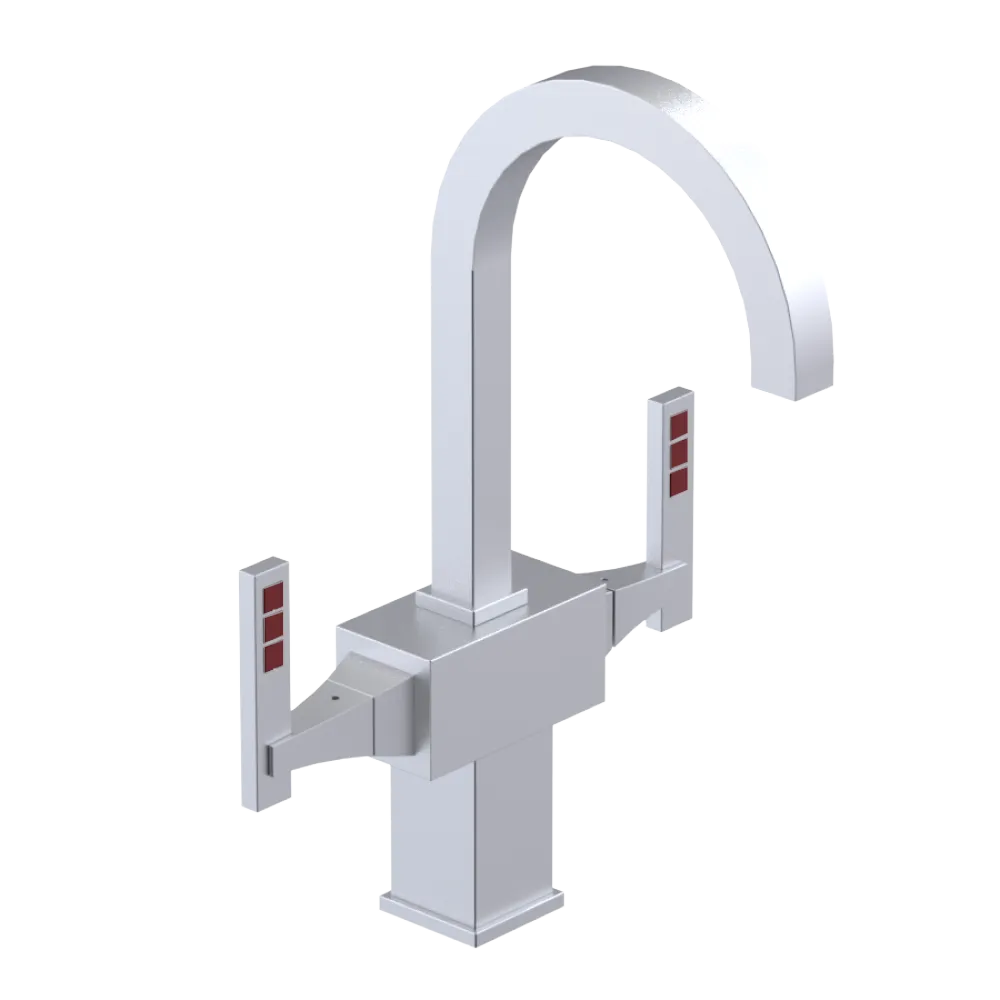 Rubinet Single Hole Dual Handle Lav. Set. (less drain) Satin Chrome