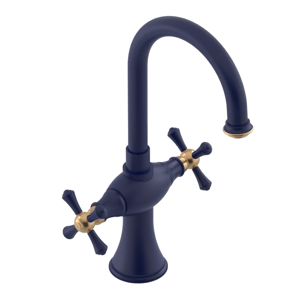 Rubinet Single Hole Dual Handle Lav. Set. (less drain) Midnight Blue