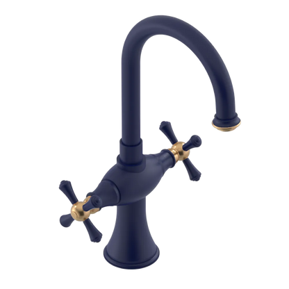 Rubinet Single Hole Dual Handle Lav. Set. (less drain) Midnight Blue