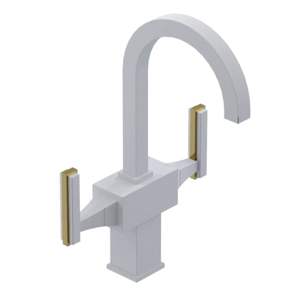 Rubinet Single Hole Dual Handle Lav. Set. (less drain) Matt White