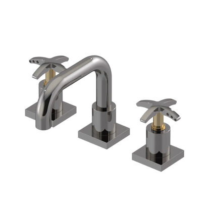 Rubinet Widespread Lav. Set. with Genesis spout (less drain) Polished Nickel