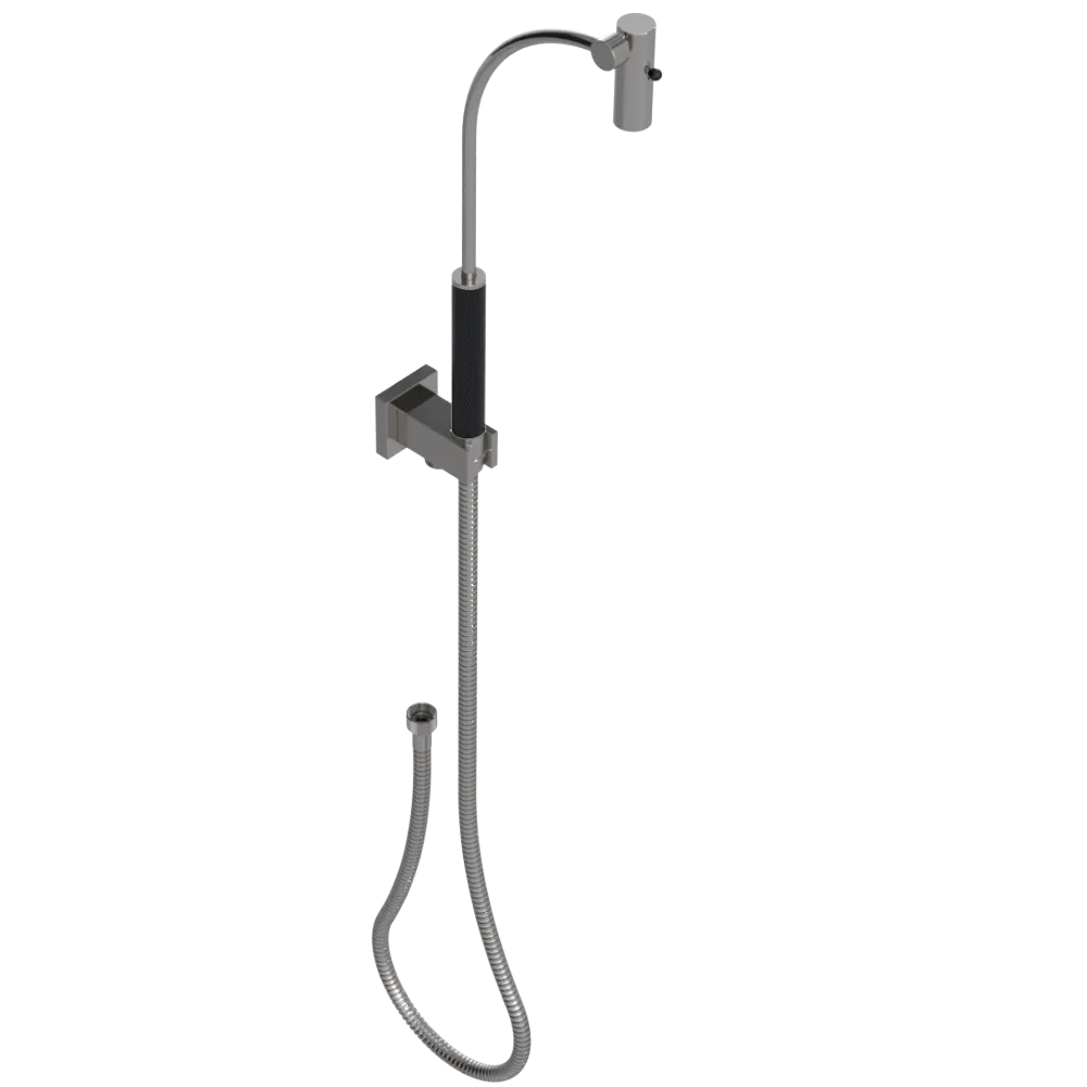 Rubinet Hand Held Shower Bidet with Extended Reach & Dual Function Spray Including Wall Bracket with Supply & Hose (Square) Polished Nickel