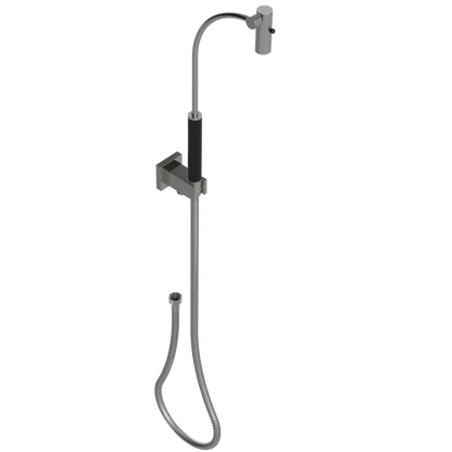 Rubinet Hand Held Shower Bidet with Extended Reach & Dual Function Spray Including Wall Bracket with Supply & Hose (Square) Polished Nickel