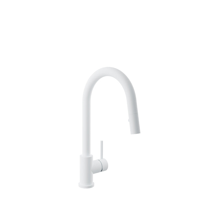 Baril Modern single-hole kitchen faucet with single lever and 2-function pull-down spray