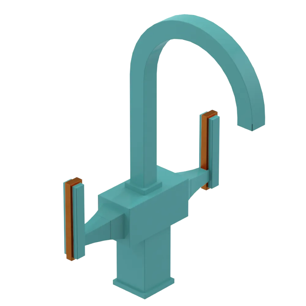 Rubinet Single Hole Dual Handle Lav. Set. (less drain) Aqua