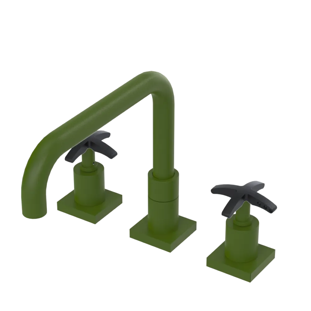 Rubinet Widespread Kitchen Set with Genesis Spout Green Envy