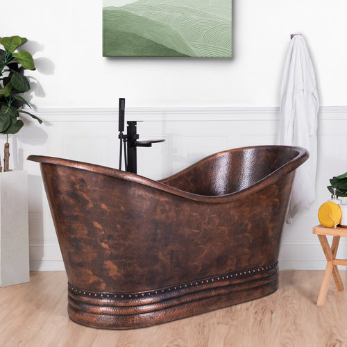 Neptune Pristina 6734 AFR Antique Copper Freestanding Double Slipper Center Drain Bathtub