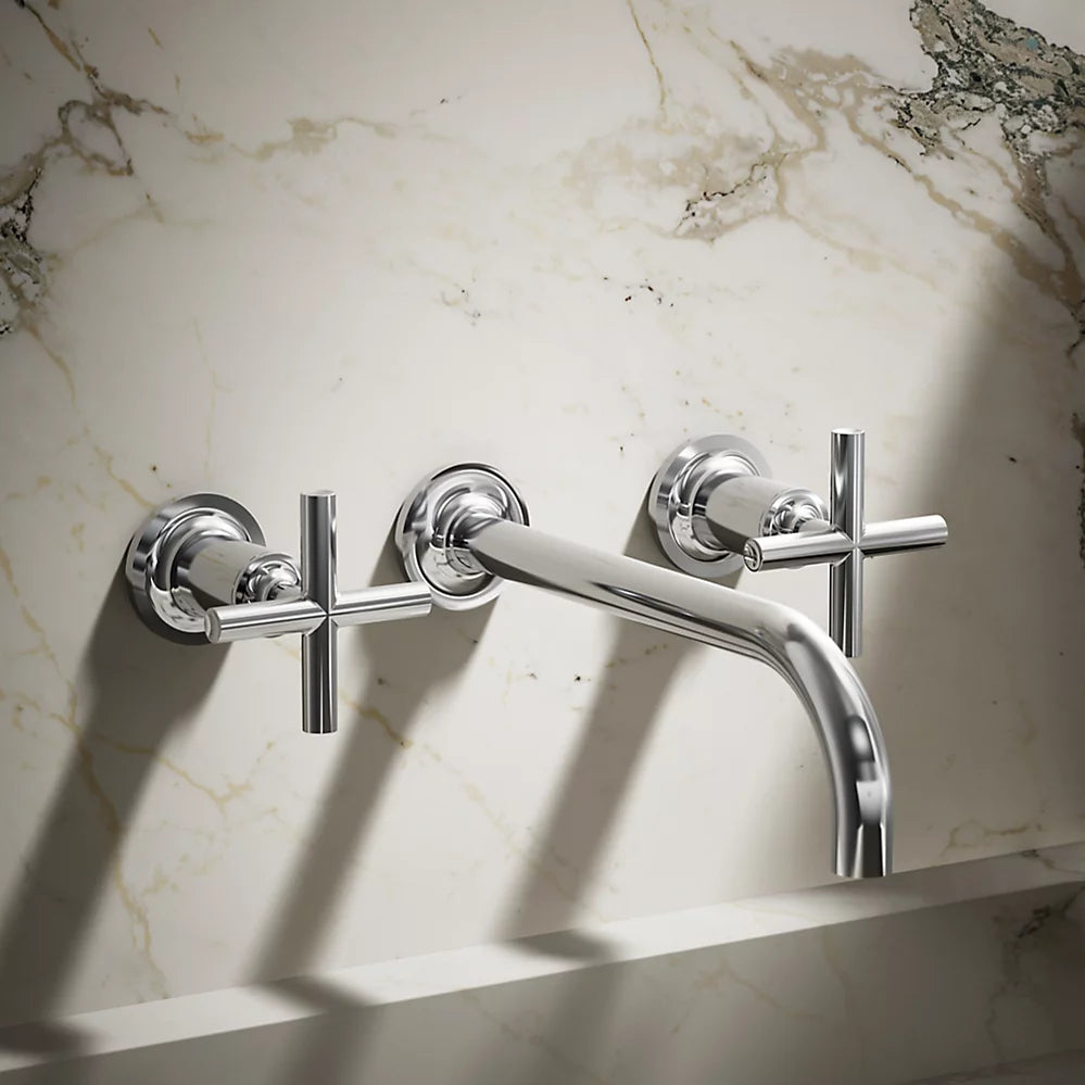 Purist® Wall-mount bathroom sink faucet trim with Cross handles, 1.2 gpm