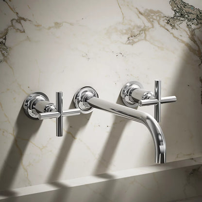 Purist® Wall-mount bathroom sink faucet trim with Cross handles, 1.2 gpm
