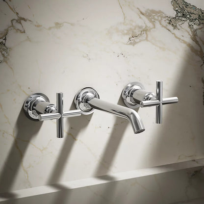 Purist® Wall-mount bathroom sink faucet trim with Cross handles, 1.2 gpm