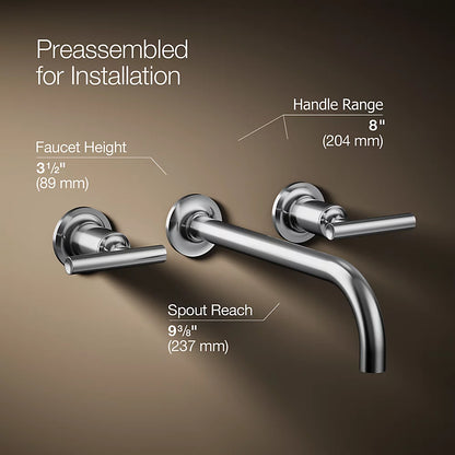Purist® Wall-mount bathroom sink faucet trim with Lever handles, 1.2 gpm