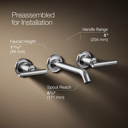 Purist® Wall-mount bathroom sink faucet trim with Lever handles, 1.2 gpm