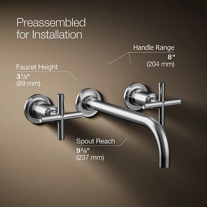 Purist® Wall-mount bathroom sink faucet trim with Cross handles, 1.2 gpm