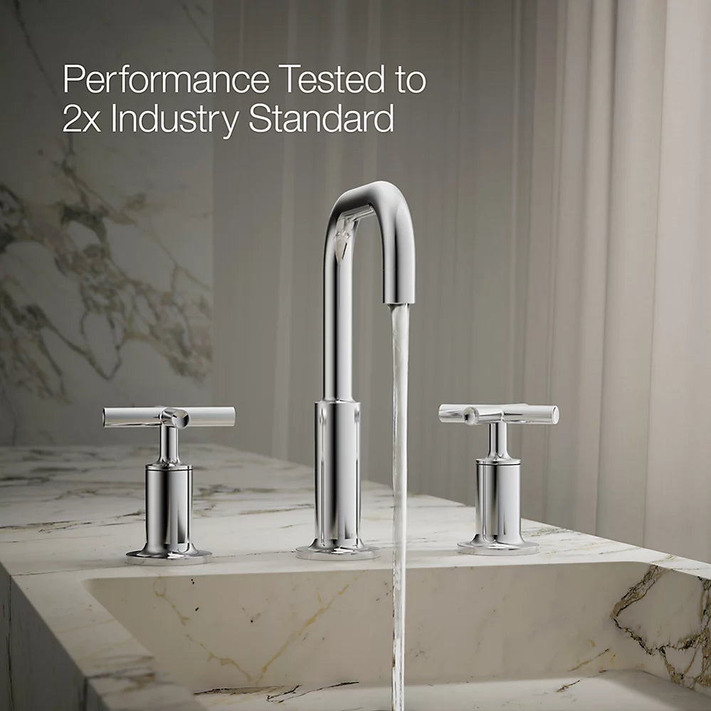 Purist® Widespread bathroom sink faucet with Cross handles, 1.2 gpm
