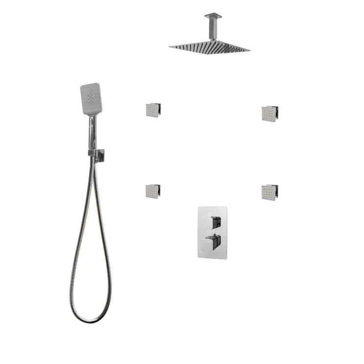 Three Way Thermostatic Shower System F57123-W16BSB4 - Golzar Home