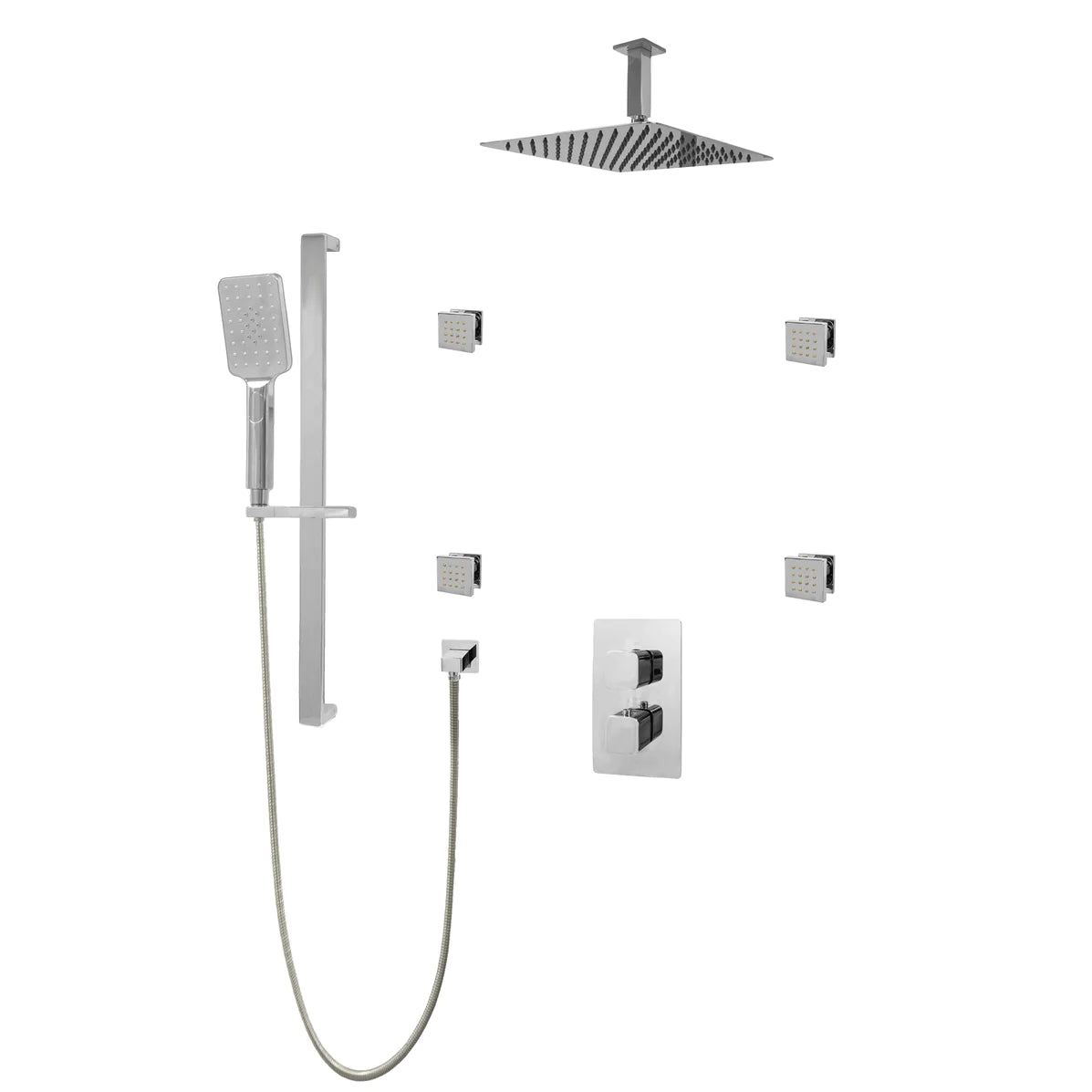 Three Way Thermostatic Shower System F57123-W16ASB4 - Golzar Home