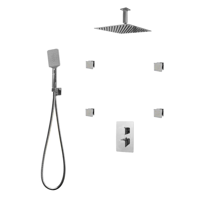 Three Way Thermostatic Shower System F57123-W16BSB4 - Golzar Home