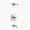 Pinstripe® Pure Rite-Temp® bath and shower trim kit with push-button diverter and cross handle, without showerhead