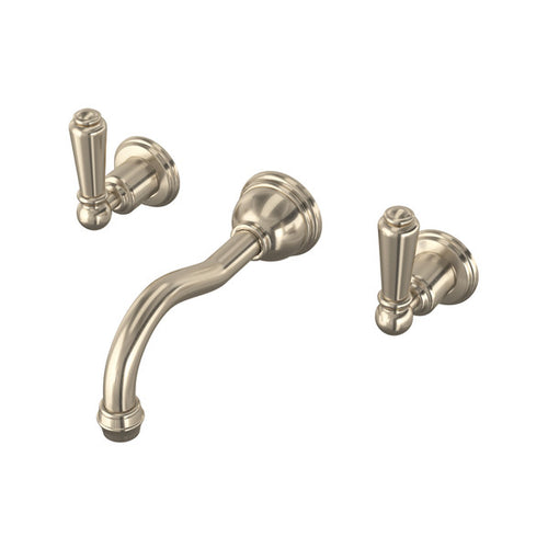 Perrin & Rowe Edwardian Wall Mount Column Spout Bathroom Faucet - With Metal Lever Handle.3790L-APC/TO