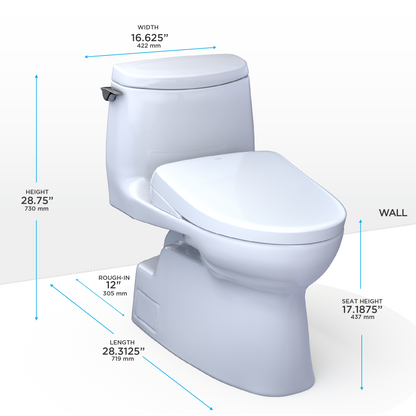 Toto Carlyle® Ii 1g® Washlet®+ S7 One-Piece Toilet - 1.0 Gpf