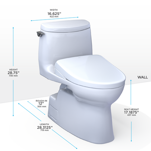 Toto Carlyle® Ii Washlet®+ S7 One-Piece Toilet - 1.28 Gpf