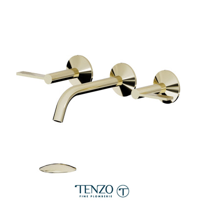 Wall mount lavatory faucet with drain