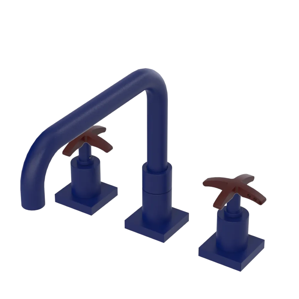 Rubinet Widespread Kitchen Set with Genesis Spout Midnight Blue