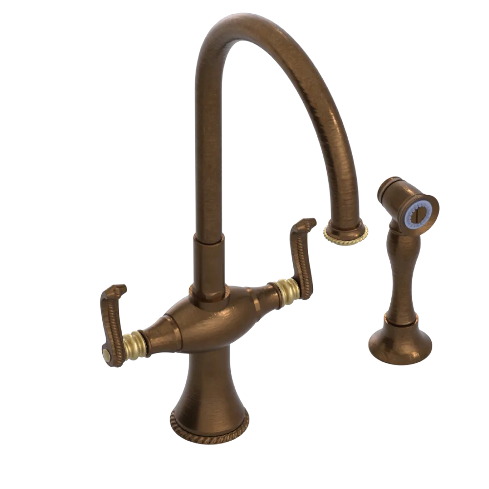 Rubinet Two Handle Single Hole Kitchen Set with Hand Spray Oil Rubbed Bronze