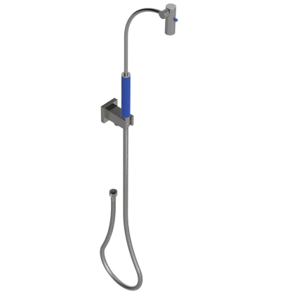 Rubinet Hand Held Shower Bidet with Extended Reach & Dual Function Spray Including Wall Bracket with Supply & Hose (Square) Polished Nickel