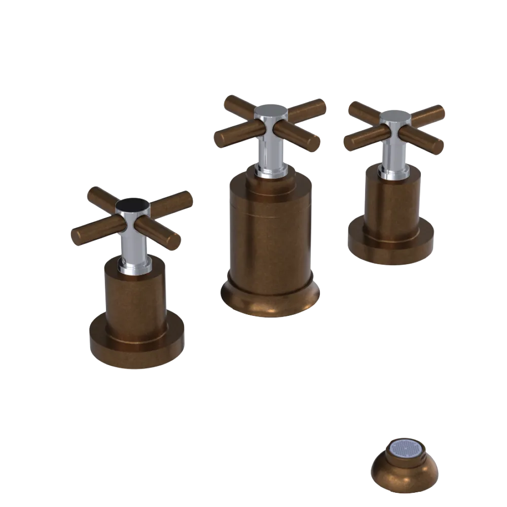 Rubinet Bidet Fitting with Spray, Diverter, and Vacuum Breaker (less drain) Tuscan Brass