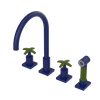 Rubinet Widespread Kitchen Set with Hand Spray Midnight Blue