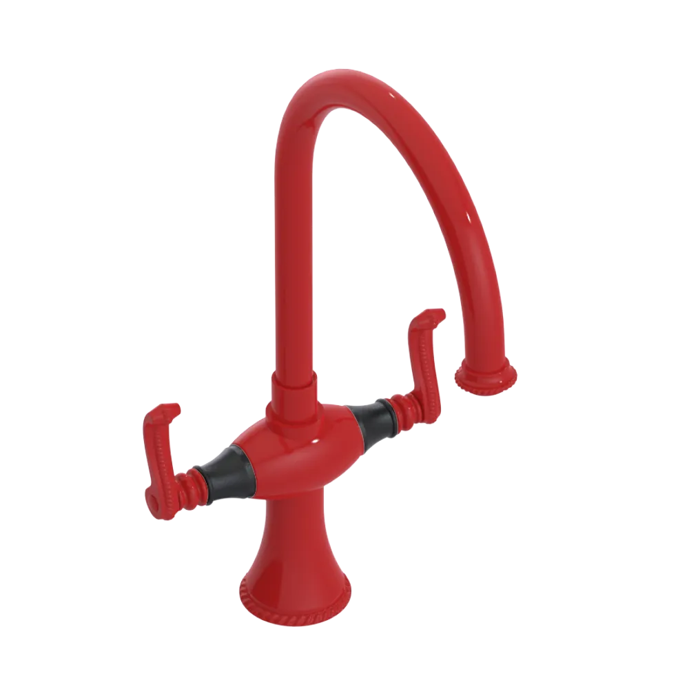 Rubinet Two Handle Single Hole Kitchen Set Red