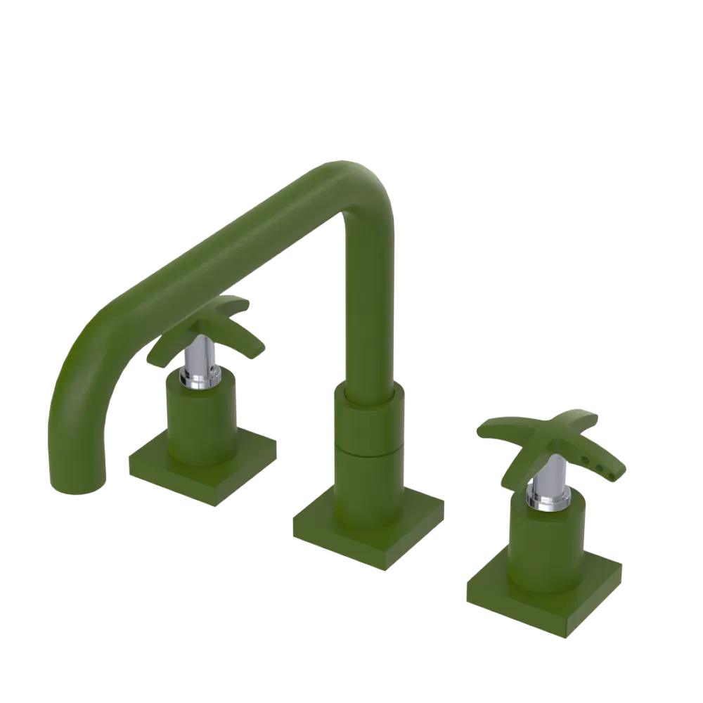 Rubinet Widespread Kitchen Set with Genesis Spout Green Envy