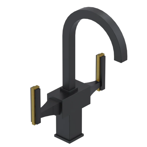 Rubinet Single Hole Dual Handle Lav. Set. (less drain) Matt Black