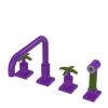 Rubinet Widespread Kitchen Set with Genesis Spout with Hand Spray Purple Haze