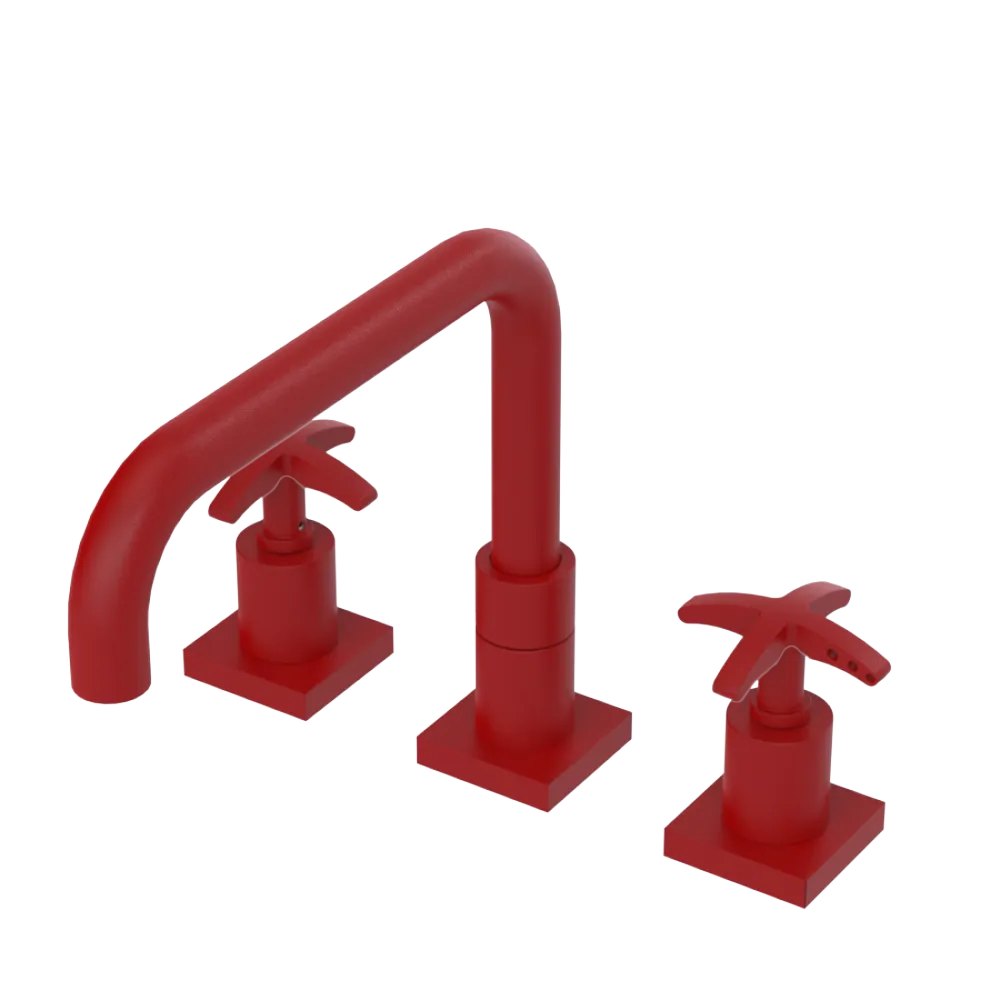 Rubinet Widespread Kitchen Set with Genesis Spout Maroon