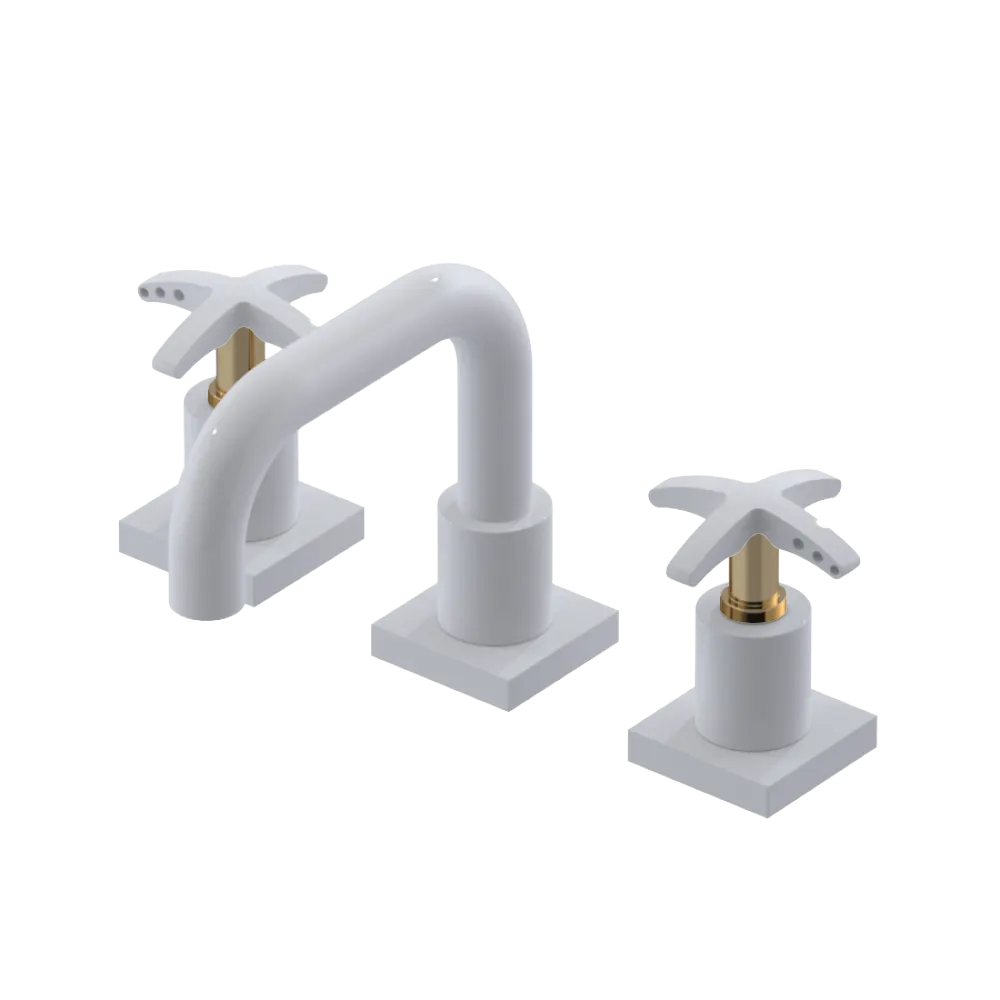Rubinet Widespread Lav. Set. with Genesis spout (less drain) White