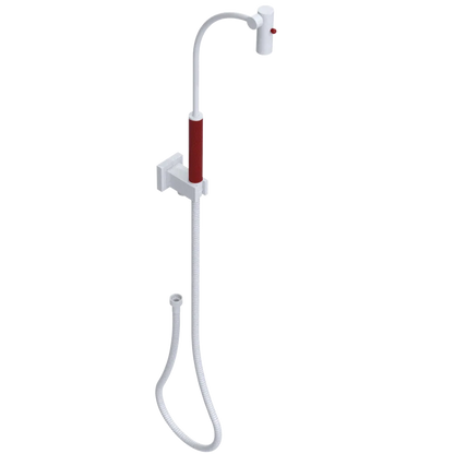 Rubinet Hand Held Shower Bidet with Extended Reach & Dual Function Spray Including Wall Bracket with Supply & Hose (Square) White