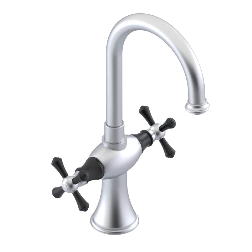 Rubinet Single Hole Dual Handle Lav. Set. (less drain) Satin Chrome