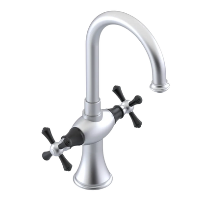 Rubinet Single Hole Dual Handle Lav. Set. (less drain) Satin Chrome